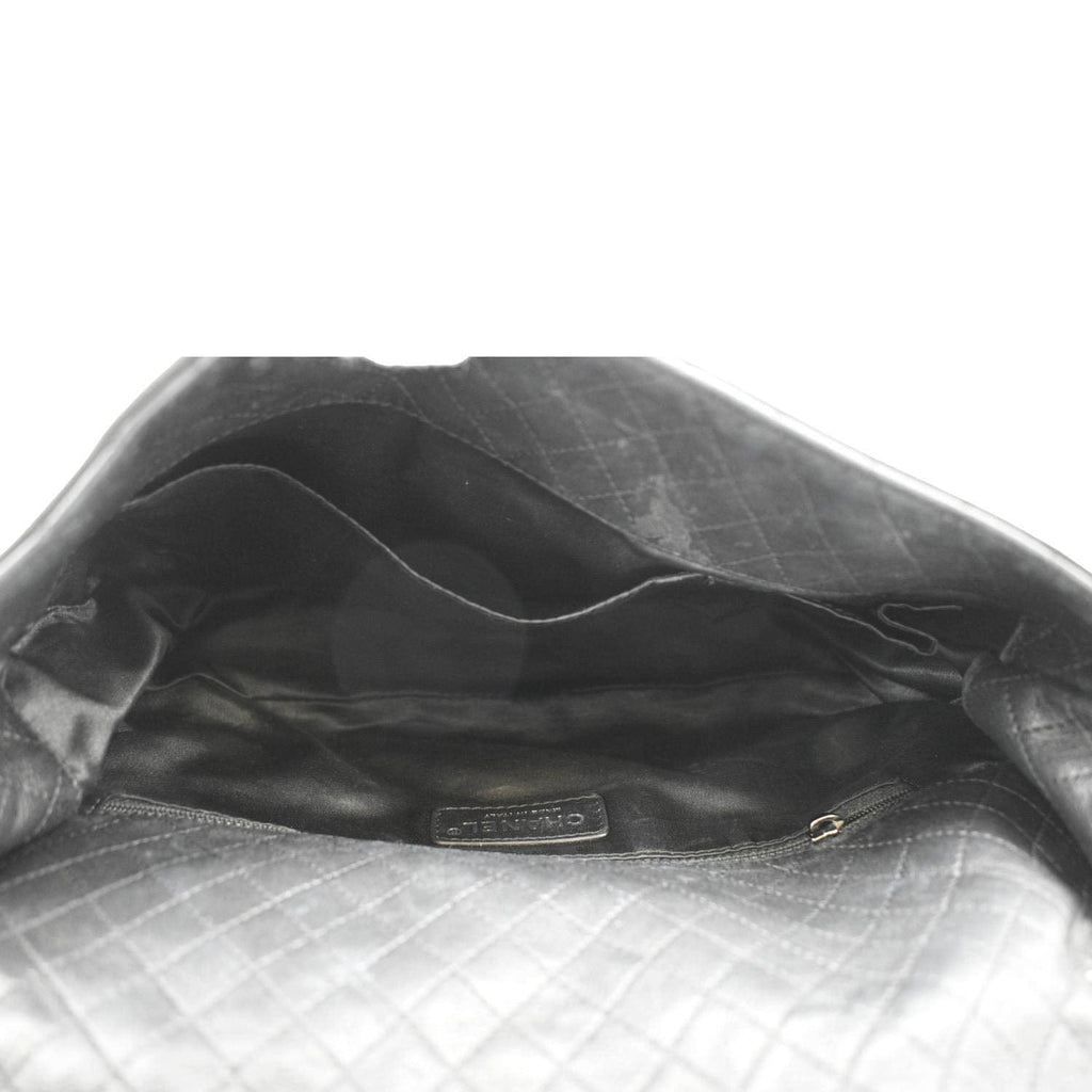 CHANEL Soft and Chain Flap Leather Shoulder Bag Black