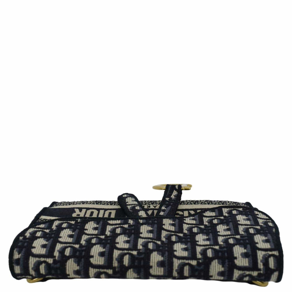 CHRISTIAN DIOR Saddle Oblique Canvas Belt Bag Navy Blue