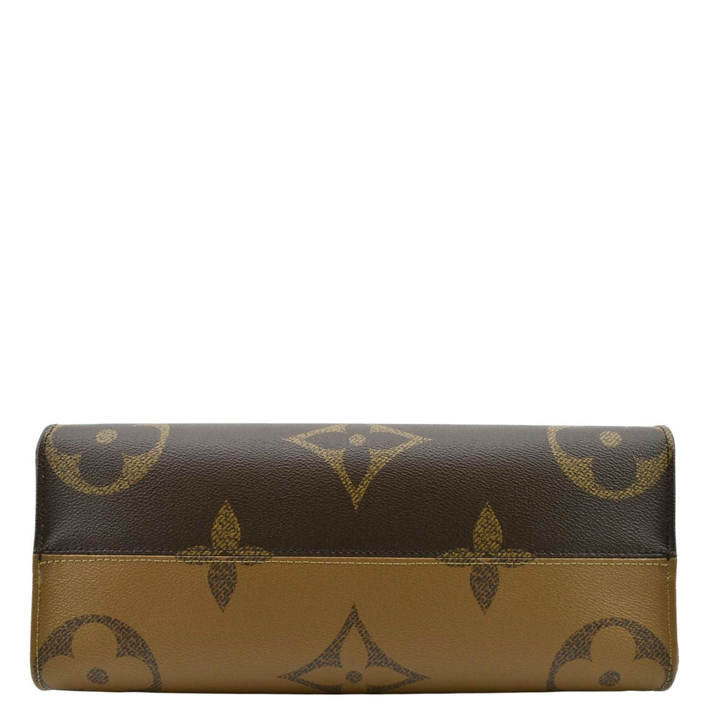LOUIS VUITTON Onthego MM Giant Monogram Canvas Tote Shoulder Bag Brown