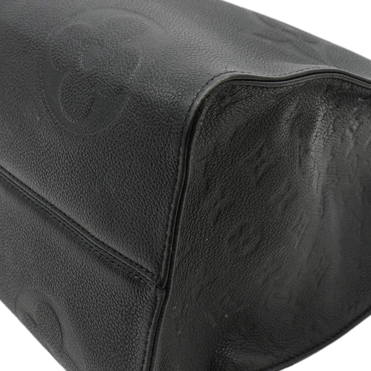 LOUIS VUITTON Onthego GM Monogram Empreinte Leather Tote Shoulder Bag Black