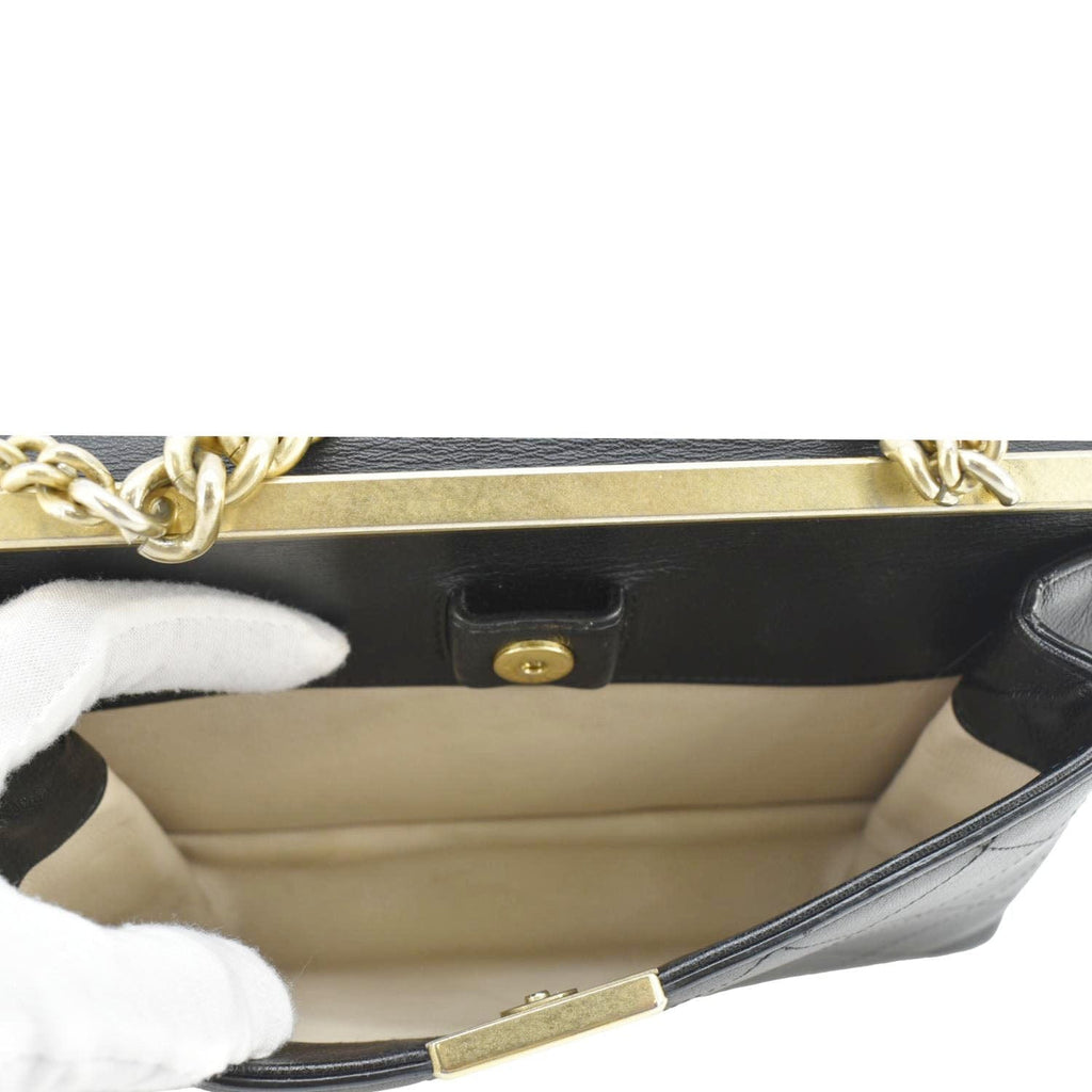 CHANEL Coco Luxe Stitched Leather Chain Crossbody Bag Black