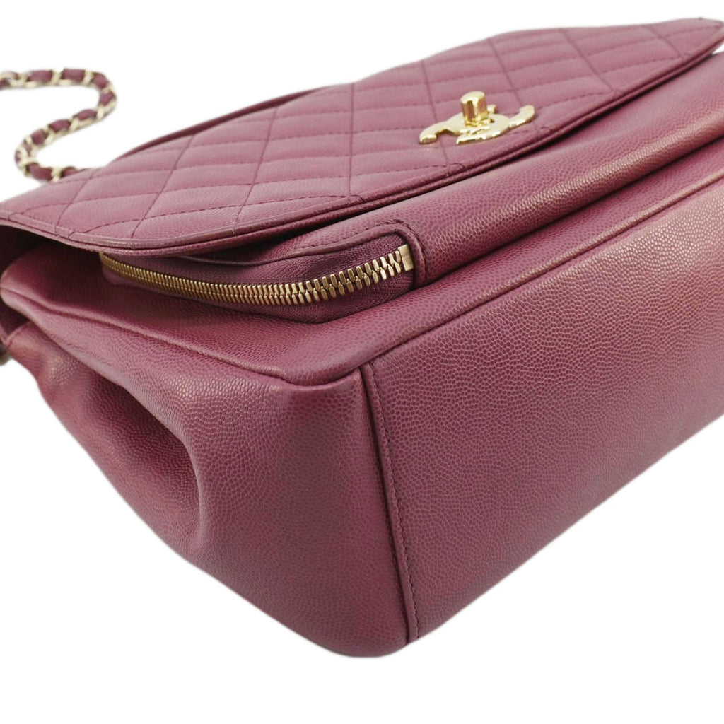 CHANEL Business Affinity Medium Flap Quilted Caviar Shoulder Bag Pink