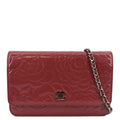 CHANEL Camellia Wallet On Chain Leather Crossbody Bag Pink