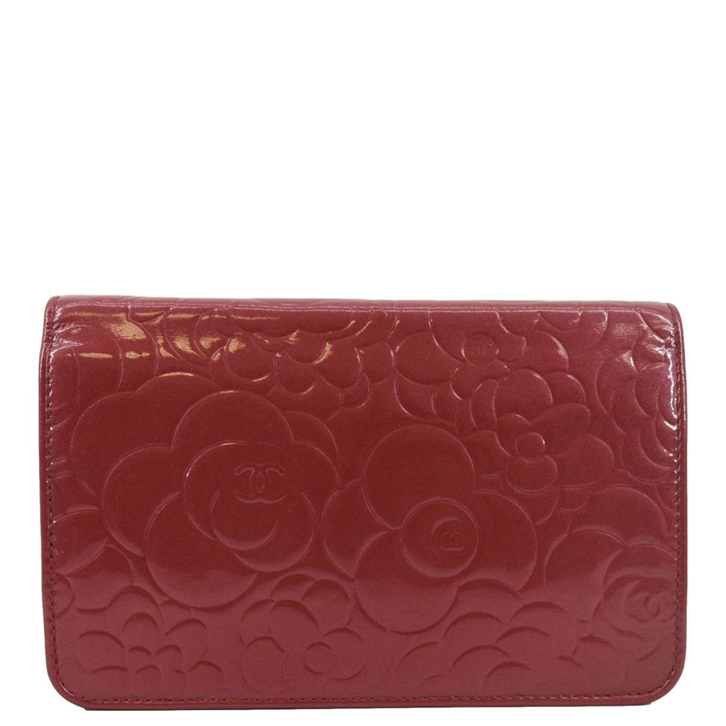 CHANEL Camellia Wallet On Chain Leather Crossbody Bag Pink