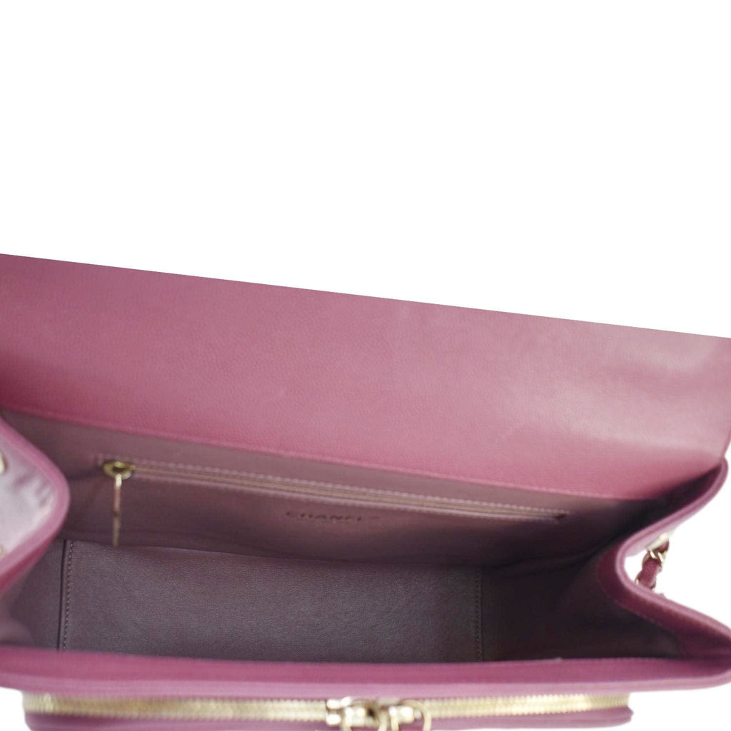 CHANEL Business Affinity Medium Flap Quilted Caviar Shoulder Bag Pink