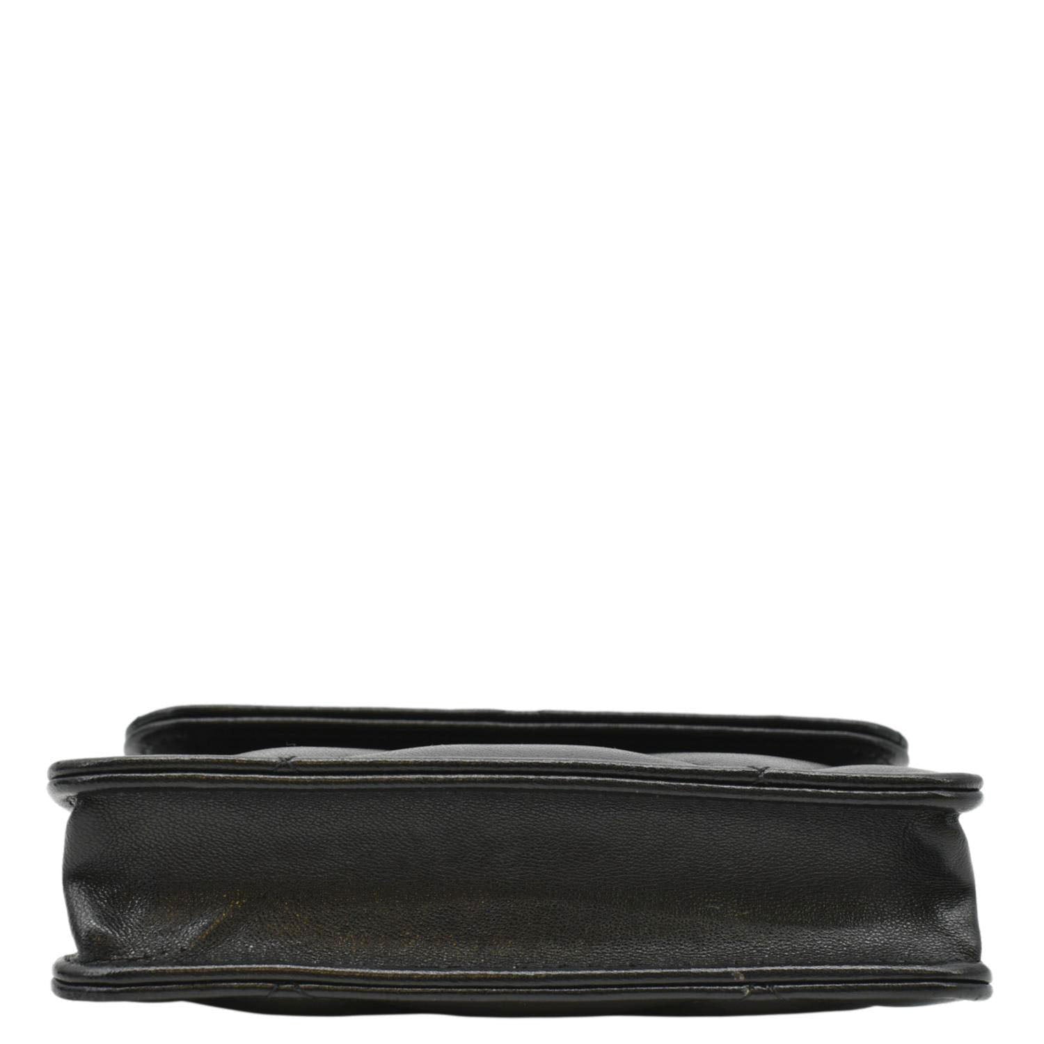 CHANEL 19 Flap Coin Purse Quilted Leather Chain Shoulder Bag Black