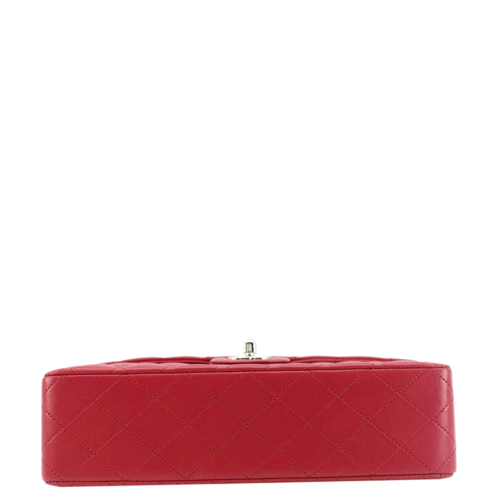 CHANEL Classic Double Flap Medium Quilted Leather Shoulder Bag Fuchsia Pink