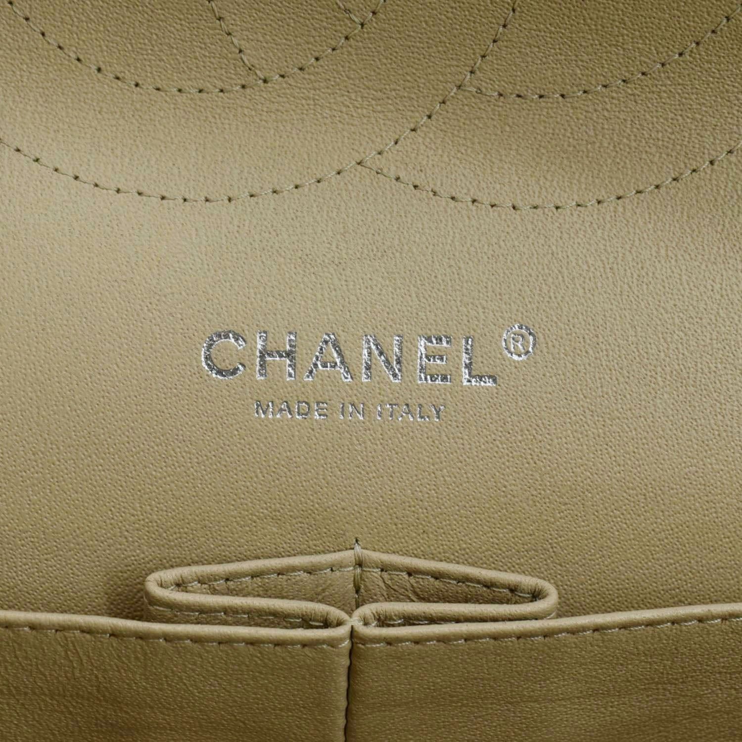 CHANEL Classic Jumbo Double Flap Quilted Caviar Leather Shoulder Bag Cream