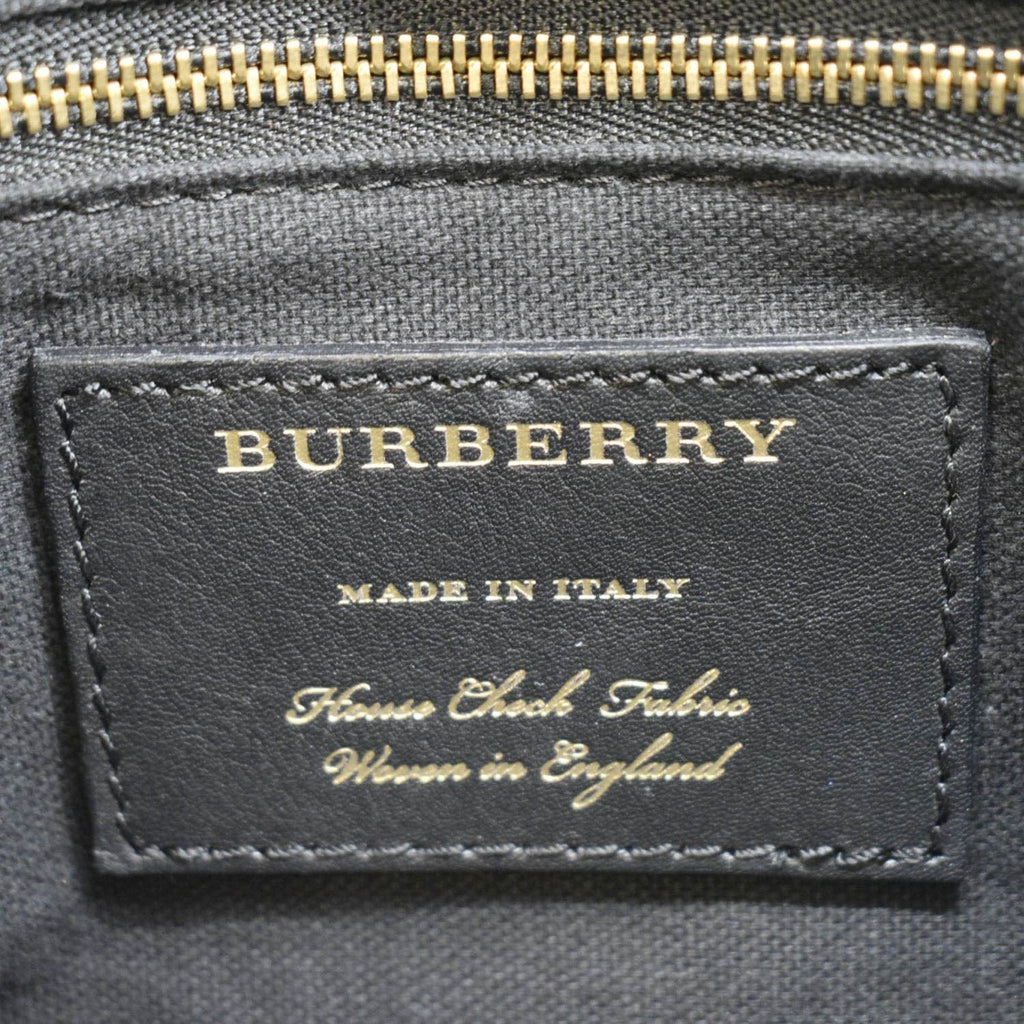 BURBERRY Banner Derby Leather Tote Shoulder Bag Tan