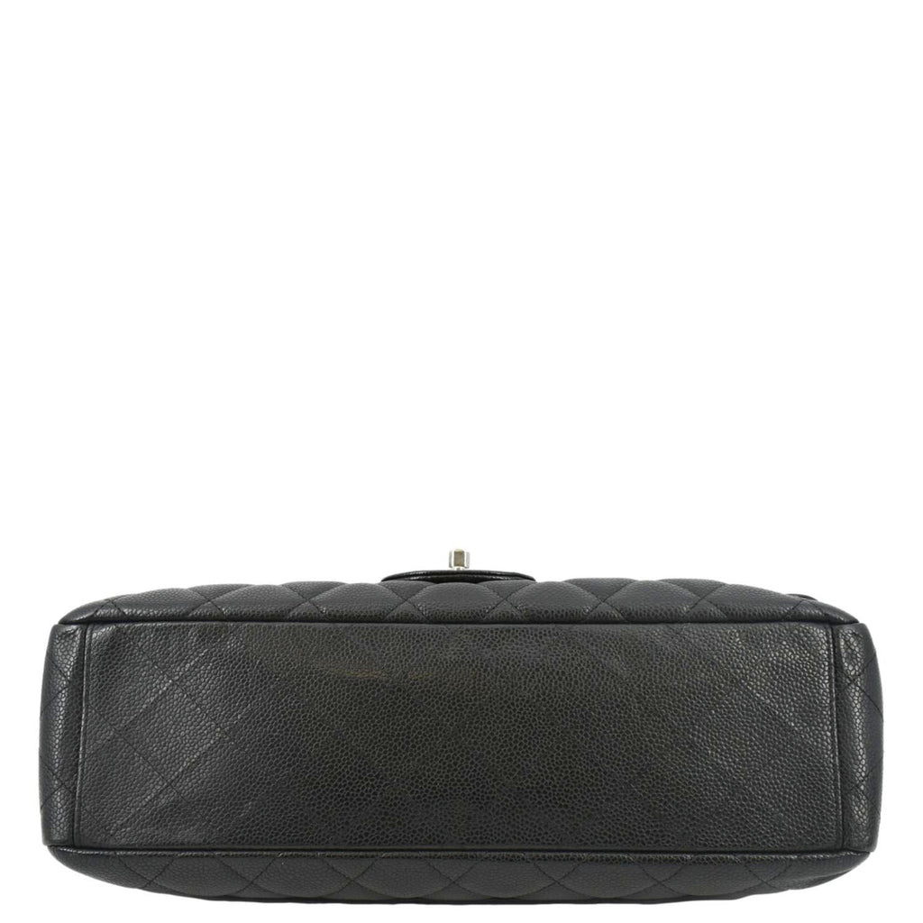 CHANEL Classic Maxi Single Flap Caviar Leather Shoulder Bag Black