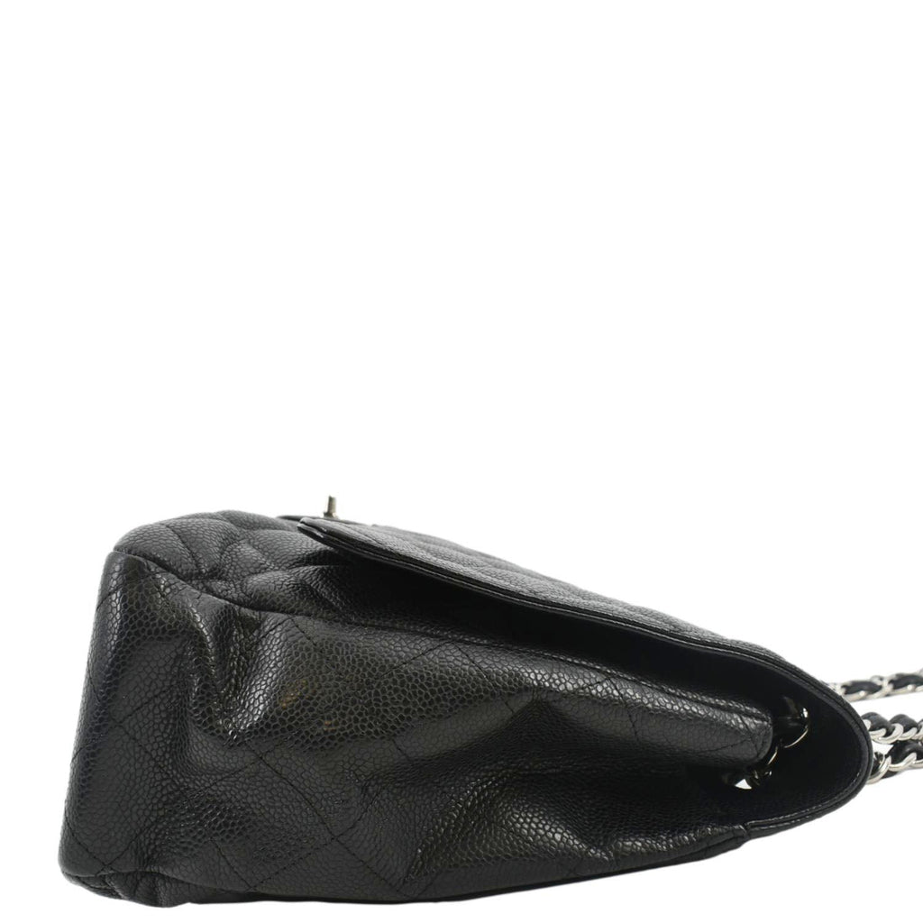 CHANEL Classic Maxi Single Flap Caviar Leather Shoulder Bag Black