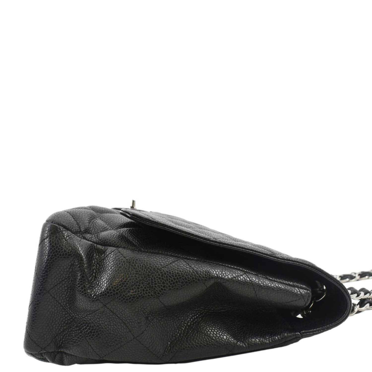 CHANEL Classic Maxi Single Flap Caviar Leather Shoulder Bag Black