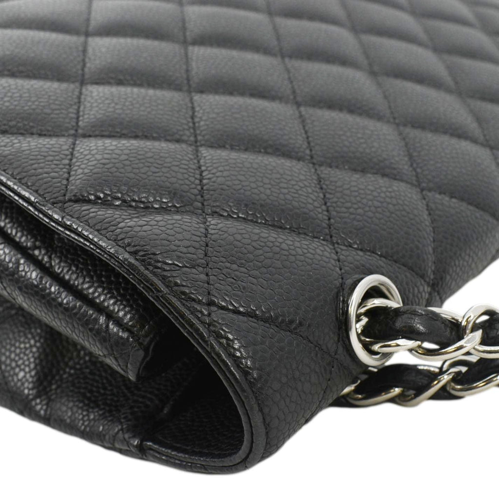 CHANEL Classic Maxi Single Flap Caviar Leather Shoulder Bag Black