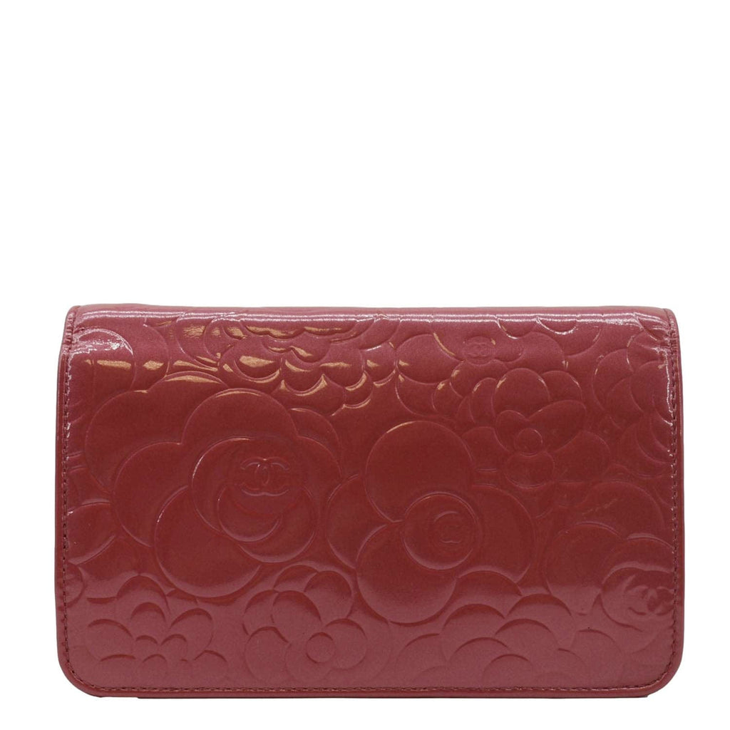 CHANEL Camellia Wallet On Chain Leather Crossbody Bag Pink
