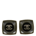 CHANEL Square Clip-on Metal Glass Pearl Strass Earrings Black