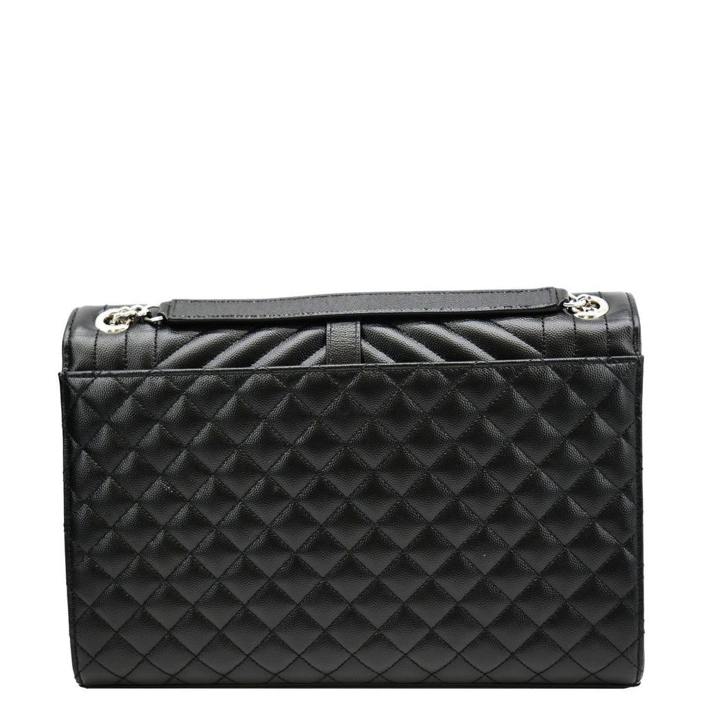 YVES SAINT LAURENT Large Envelope Mix Matelasse Leather Chain Shoulder Bag Black