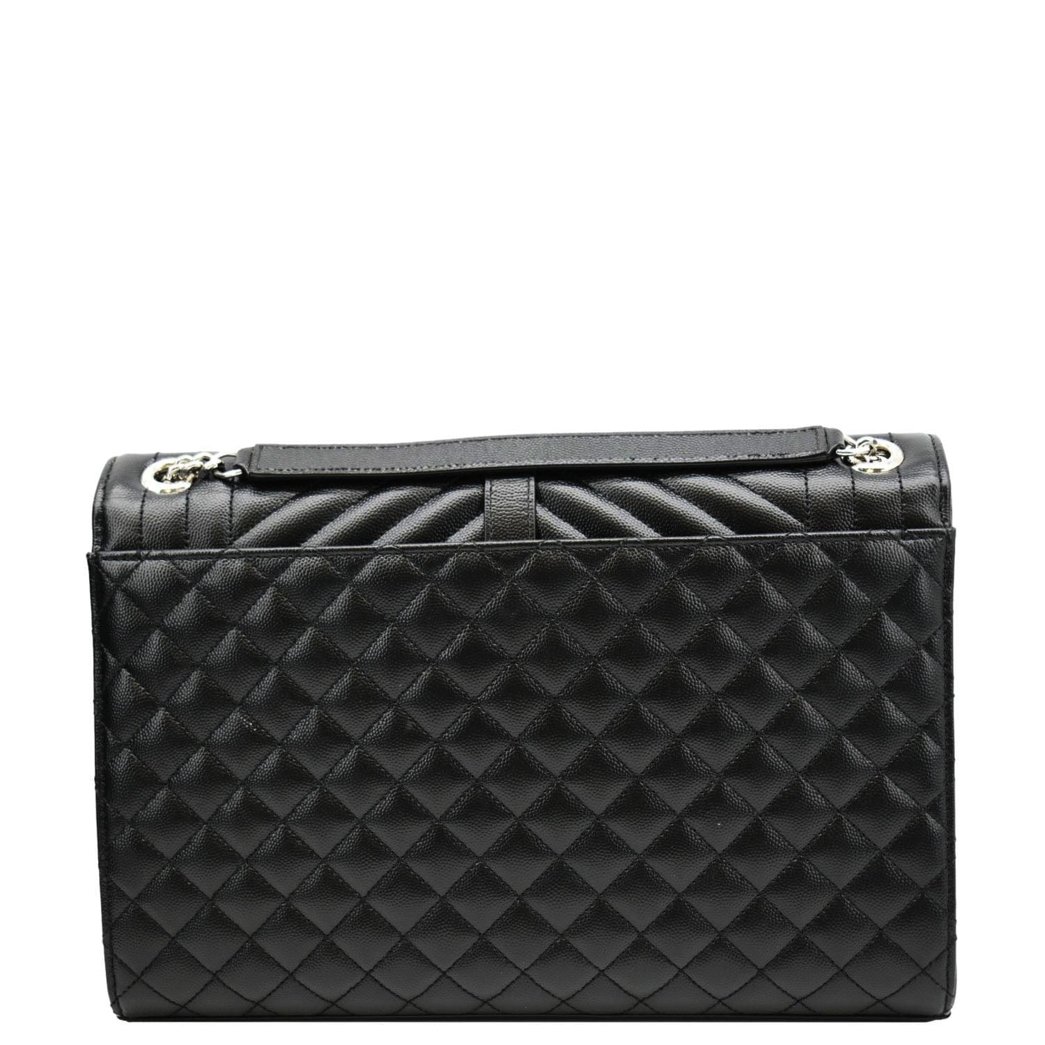YVES SAINT LAURENT Large Envelope Mix Matelasse Leather Chain Shoulder Bag Black