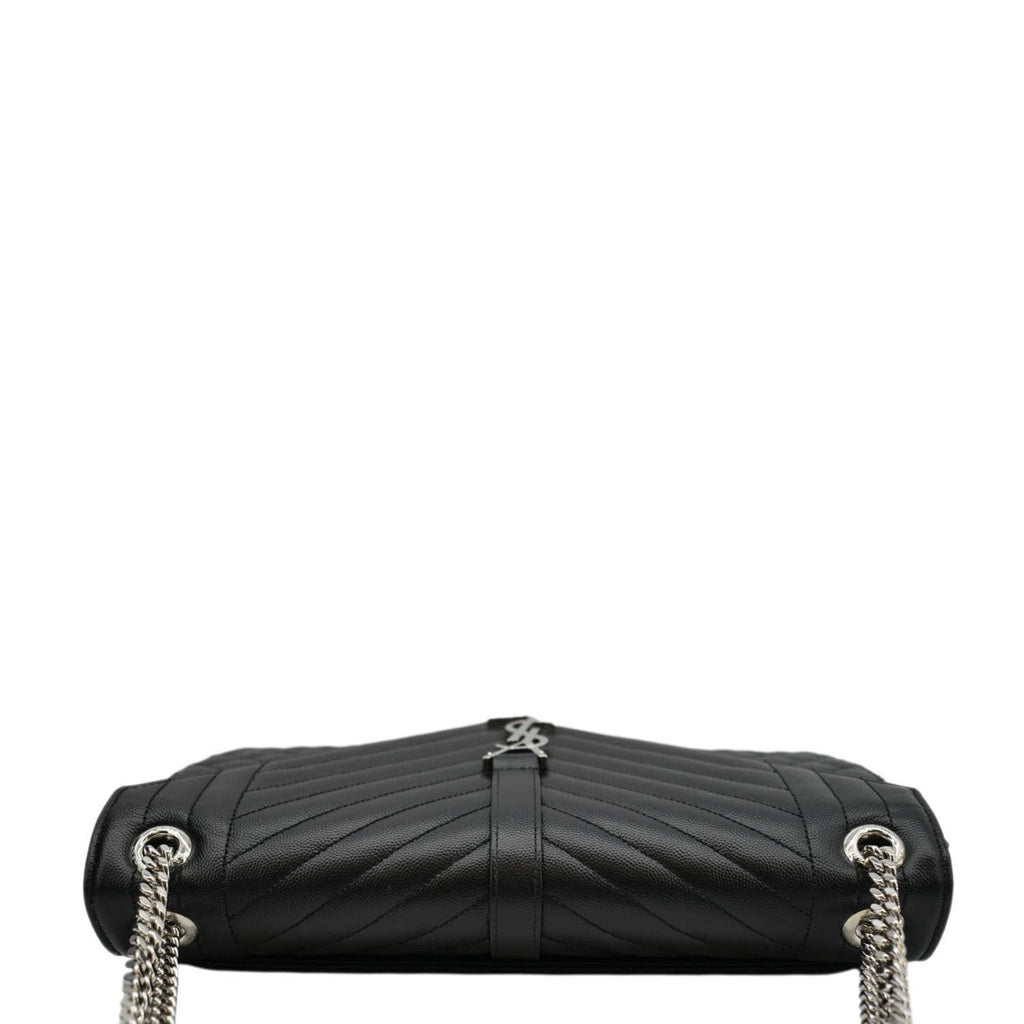 YVES SAINT LAURENT Large Envelope Mix Matelasse Leather Chain Shoulder Bag Black