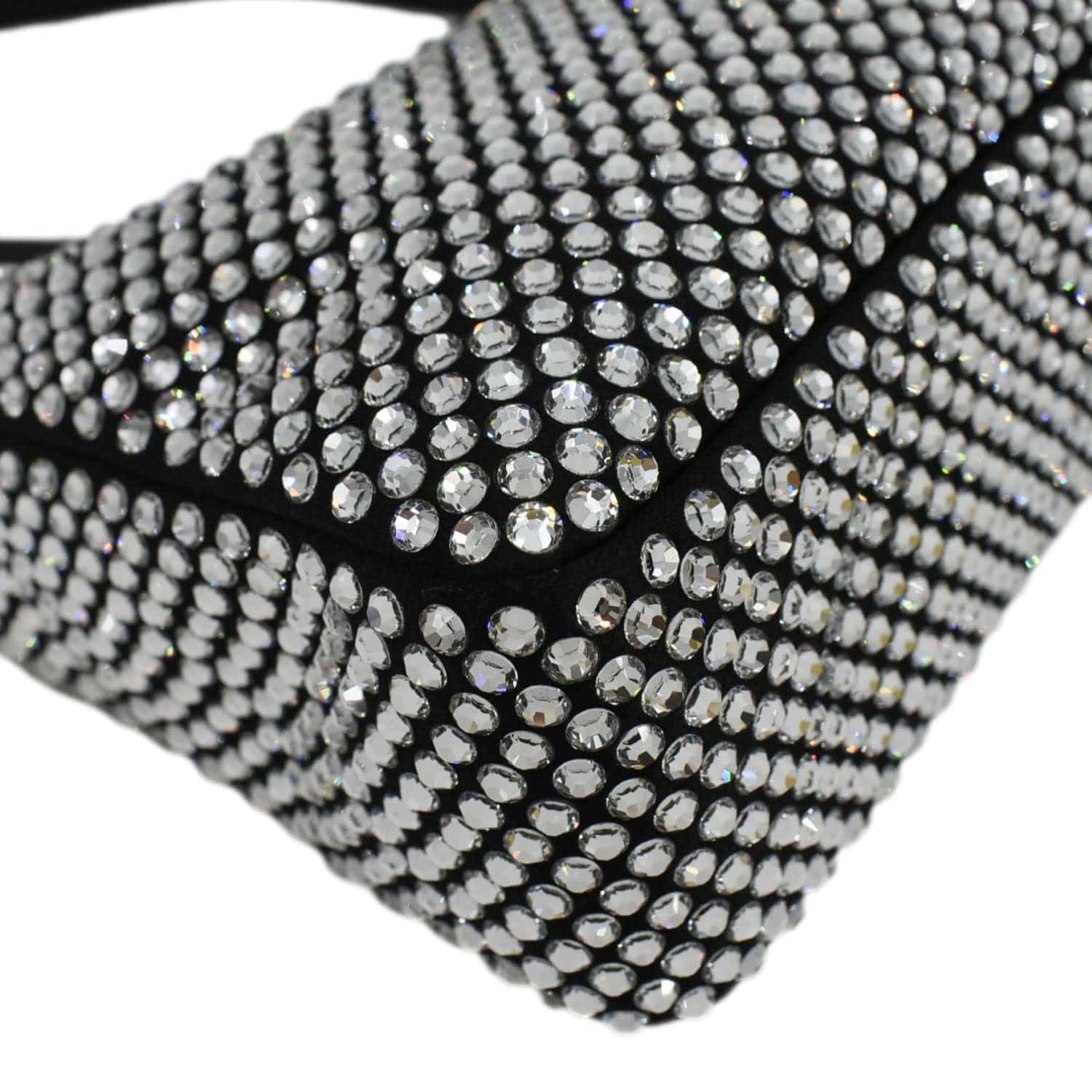 PRADA Mini Re-Edition 2000 Crystal Embellished Satin Tote Bag Black