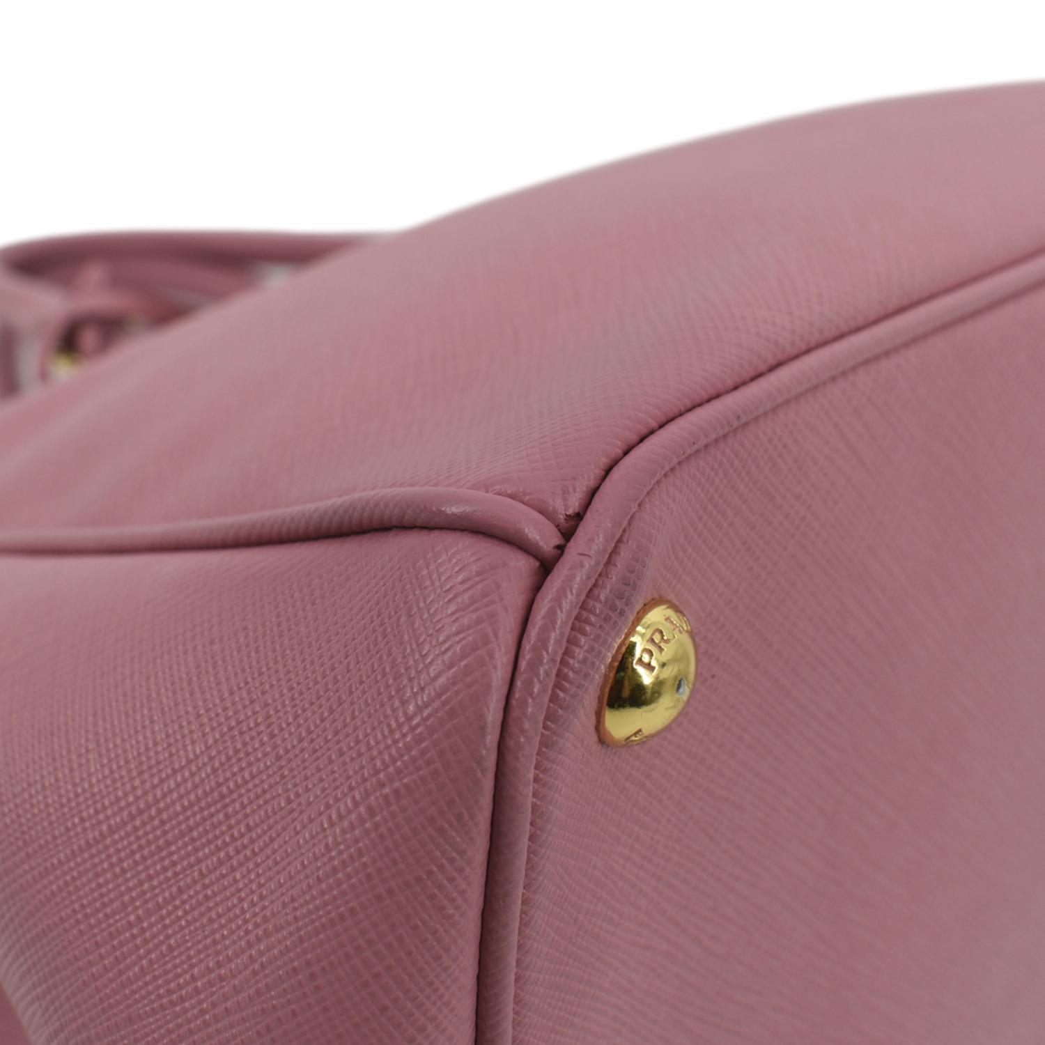 PRADA Galleria Double-Zip Medium Saffiano Leather Tote Bag Pink
