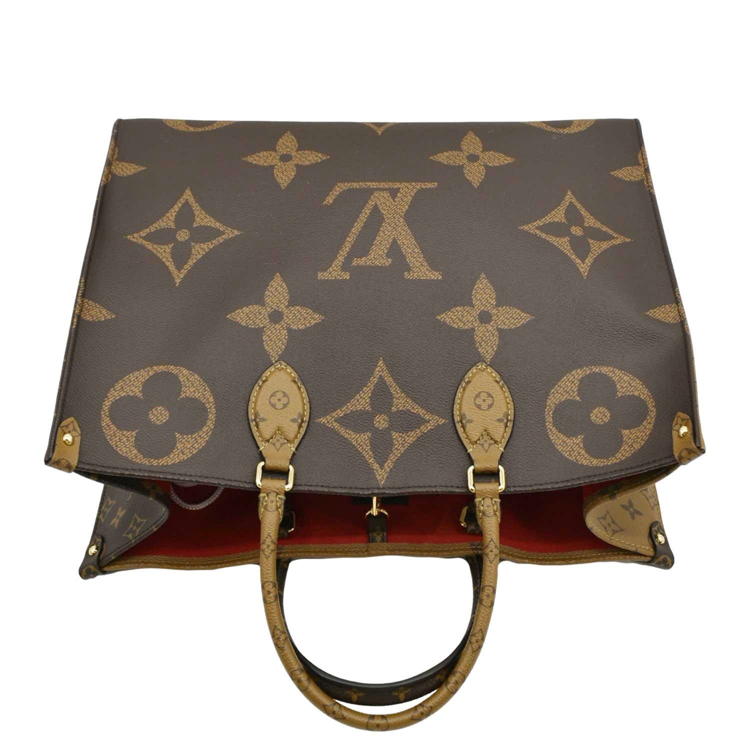 LOUIS VUITTON Onthego GM Giant Monogram Canvas Tote Shoulder Bag Brown