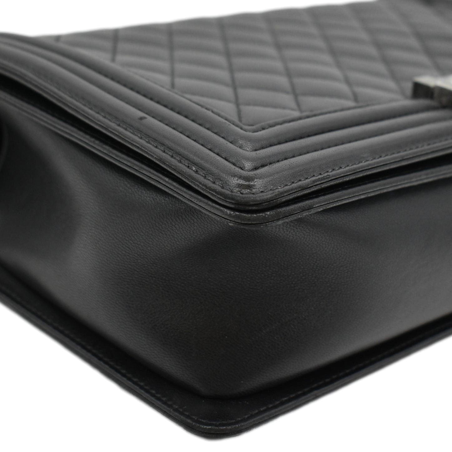 CHANEL Boy Flap Medium Quilted Leather Shoulder Bag Black