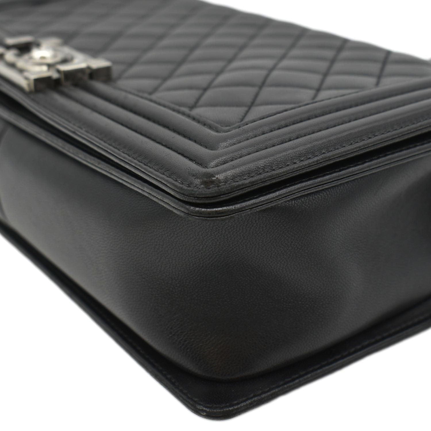 CHANEL Boy Flap Medium Quilted Leather Shoulder Bag Black
