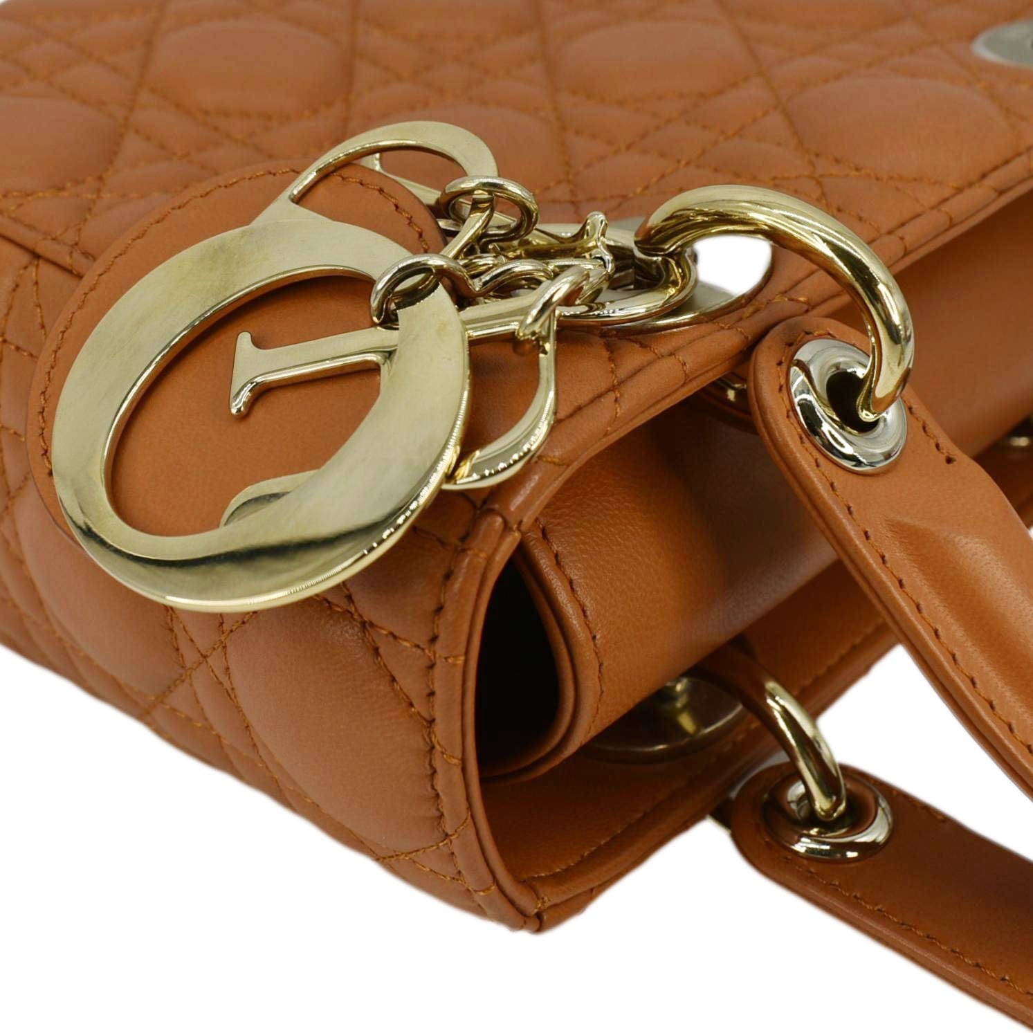 CHRISTIAN DIOR My ABCDior Small Cannage Leather Shoulder Bag Orange