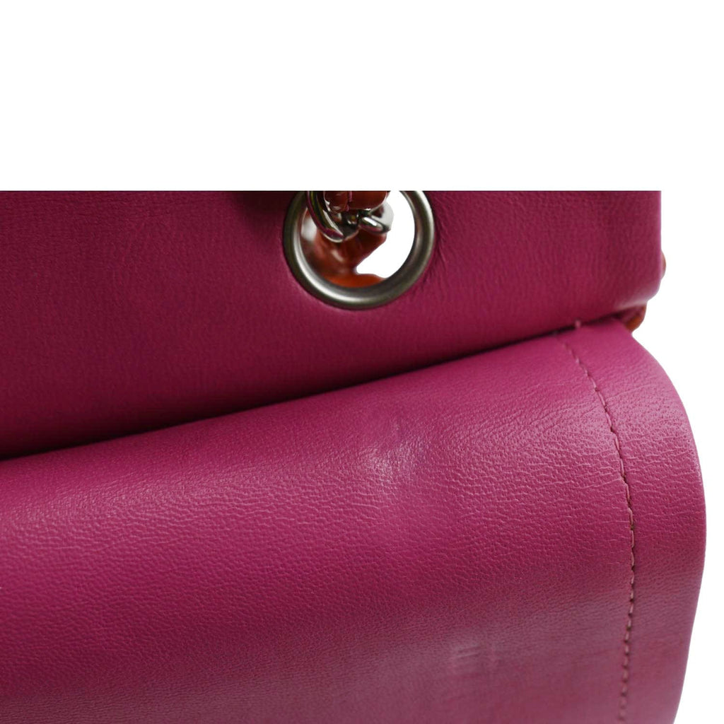 CHANEL Classic Medium Double Flap Patent Leather Shoulder Bag Red