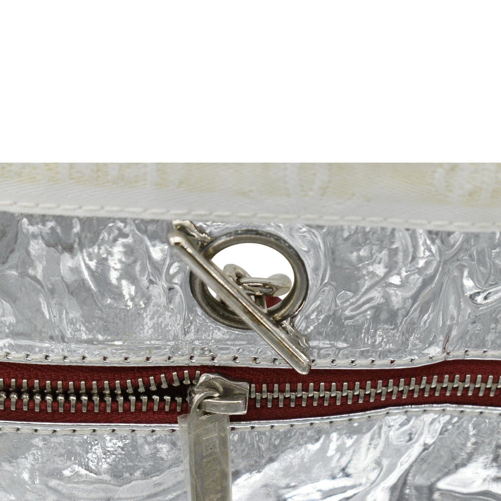 CHANEL Foil No.5 Canvas Chain Shopping Tote Bag White