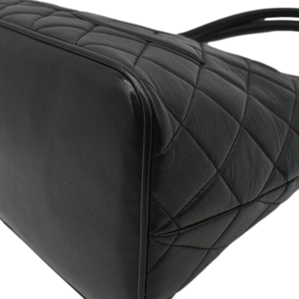 CHANEL Medallion Quilted Caviar Leather Tote Bag Black