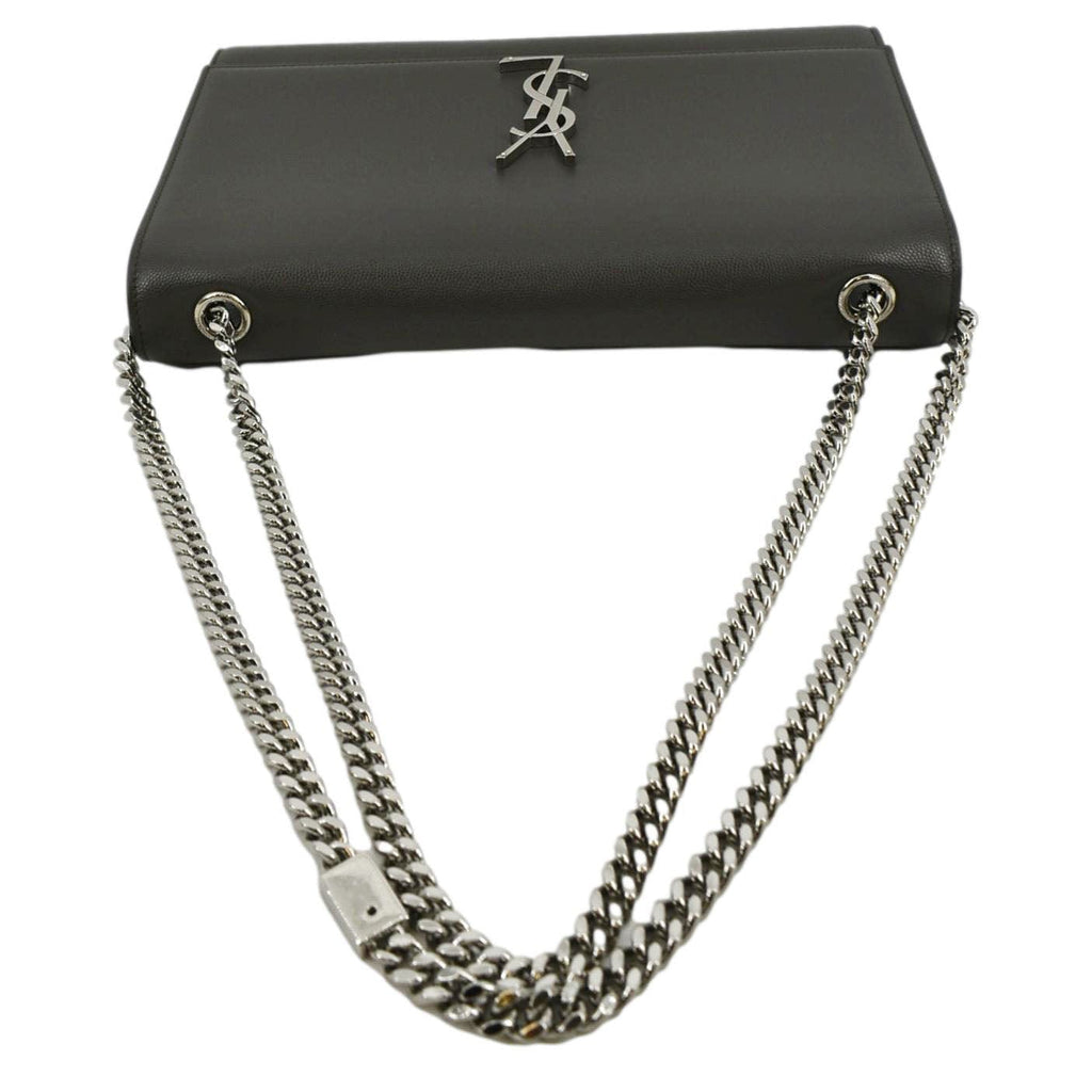 YVES SAINT LAURENT Kate Leather Shoulder Bag Gray