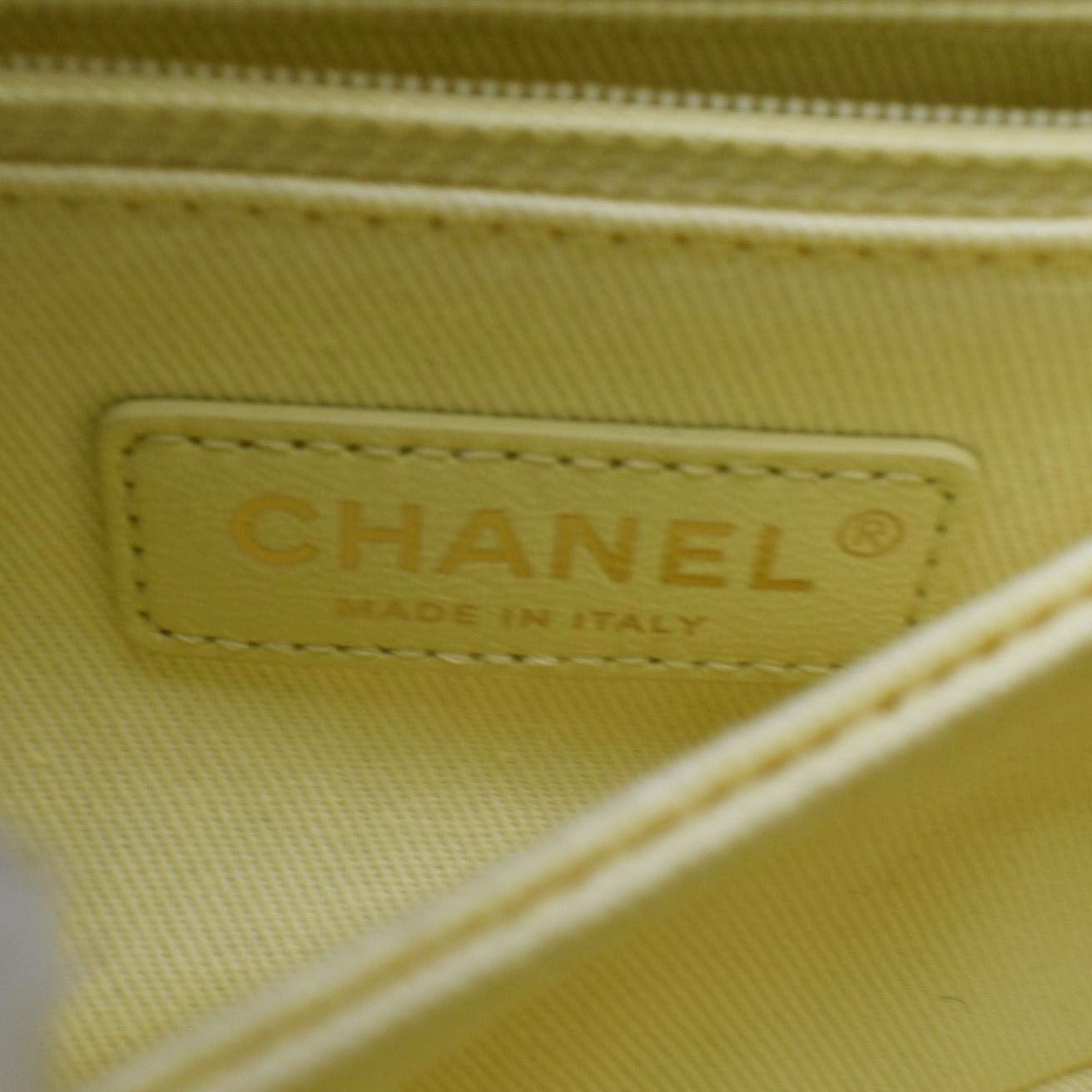 CHANEL CC Coco Flap Caviar Leather Top Handle Shoulder Bag Yellow 24229597
