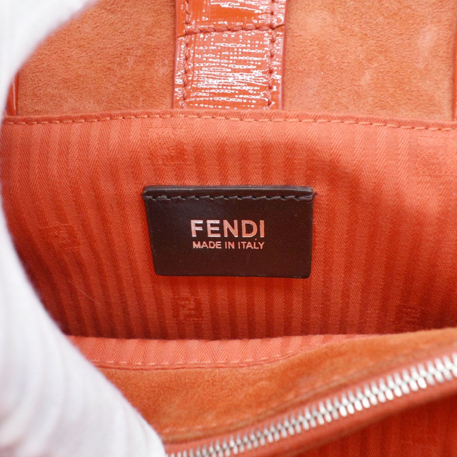 FENDI Petite 2Jours Vitello Elite Leather Tote Shoulder Bag Red