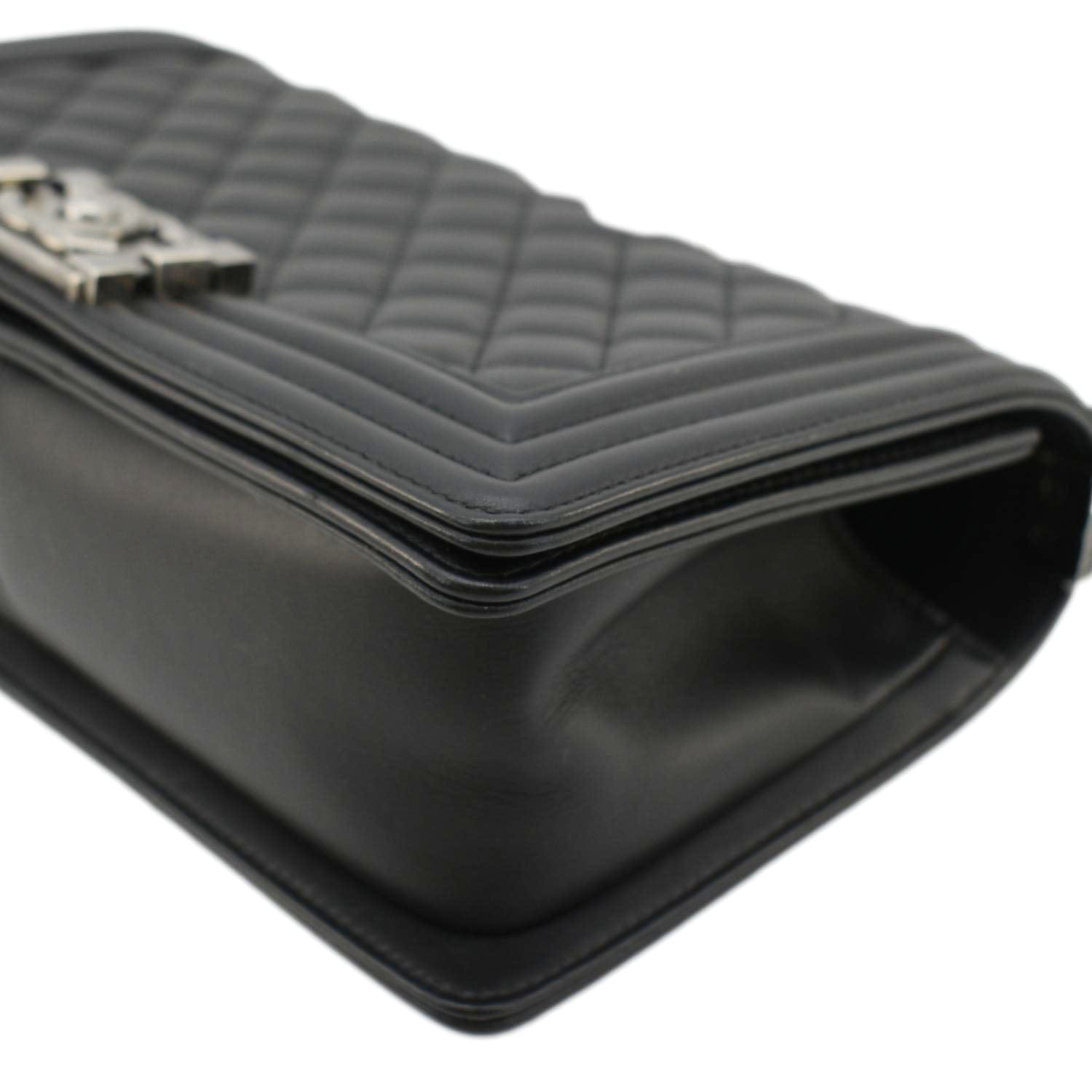 CHANEL Boy Flap Medium Quilted Leather Shoulder Bag Black