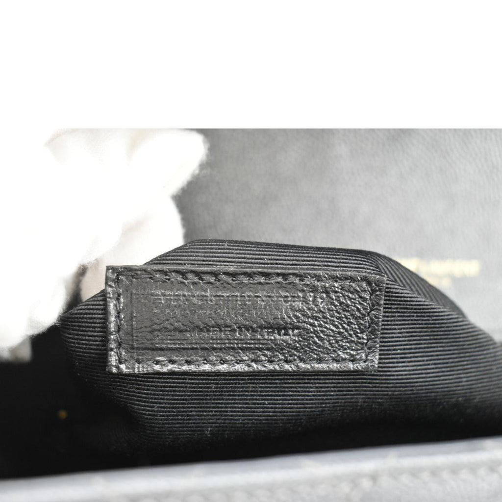 YVES SAINT LAURENT Large Envelope Chevron Leather Shoulder Bag Dark Grey