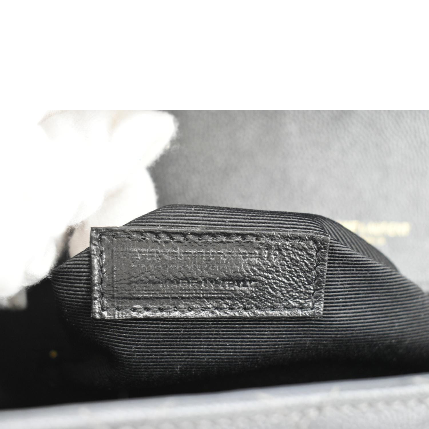 YVES SAINT LAURENT Large Envelope Chevron Leather Shoulder Bag Dark Grey