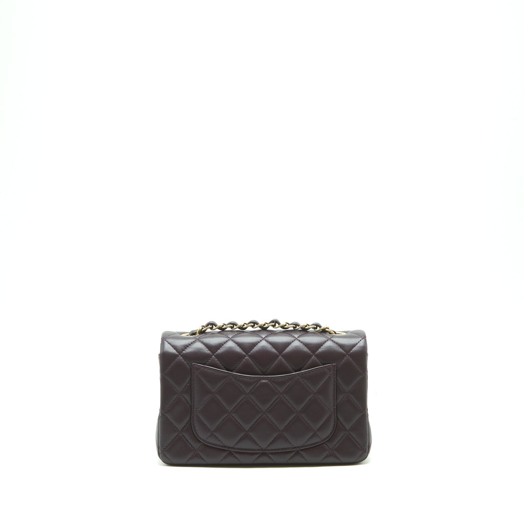 Chanel Mini rectangular Flap Bag lambskin 16B Dark Purple L
