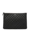 CHANEL Classic O-Case Caviar Leather Zip Pouch Black