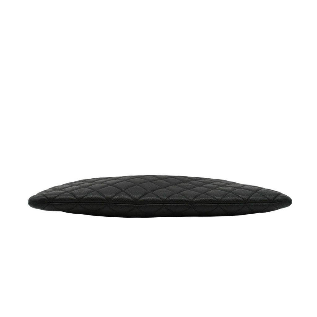 CHANEL Classic O-Case Caviar Leather Zip Pouch Black