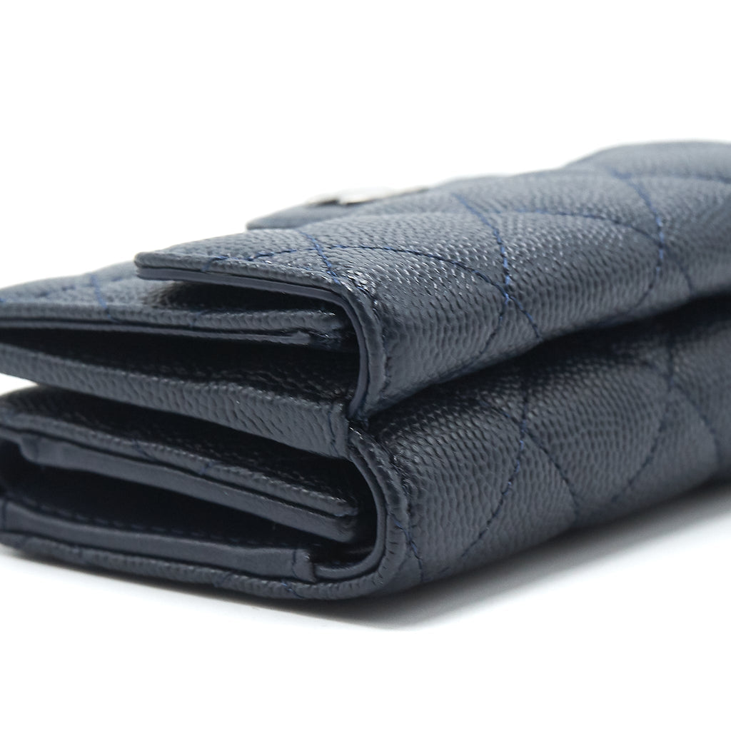 Chanel Small Compact Wallet Caviar leather indigo