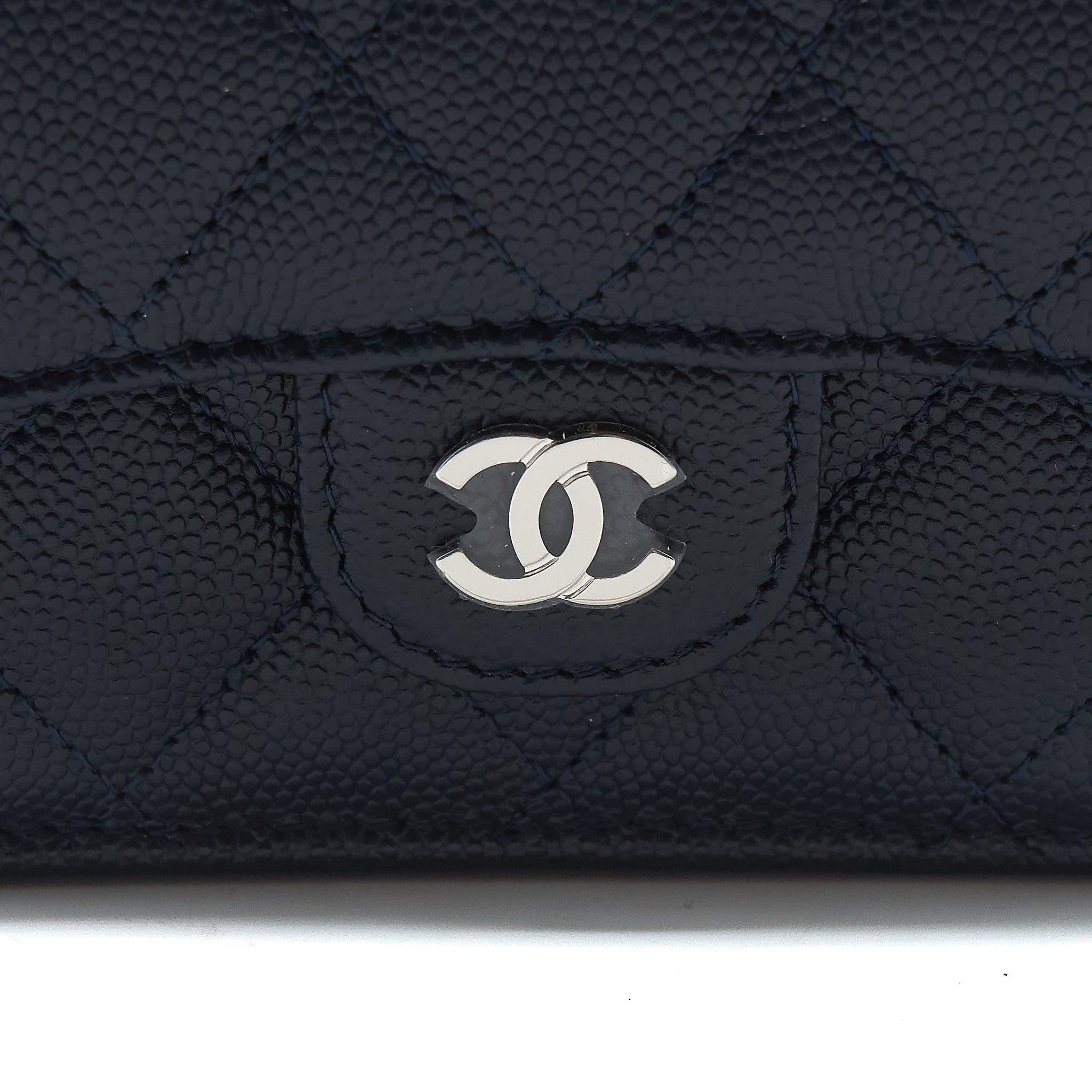 Chanel Small Compact Wallet Caviar leather indigo