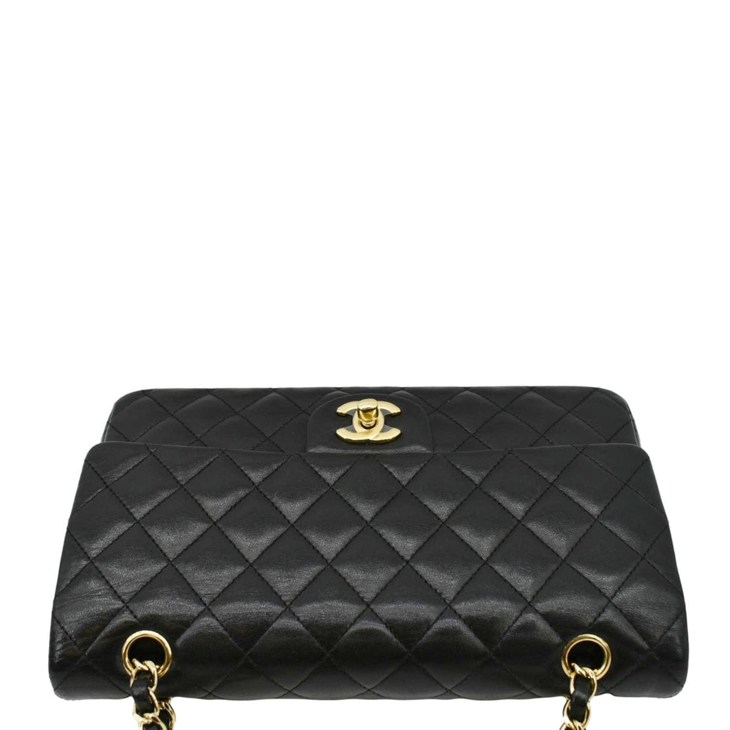 CHANEL Classic Medium Double Flap Quilted Leather Shoulder Bag Black