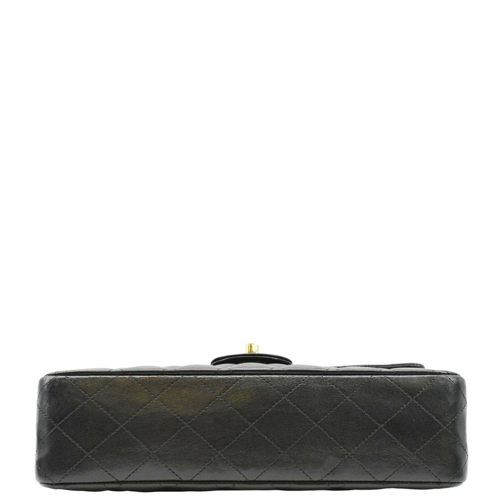 CHANEL Classic Medium Double Flap Quilted Leather Shoulder Bag Black