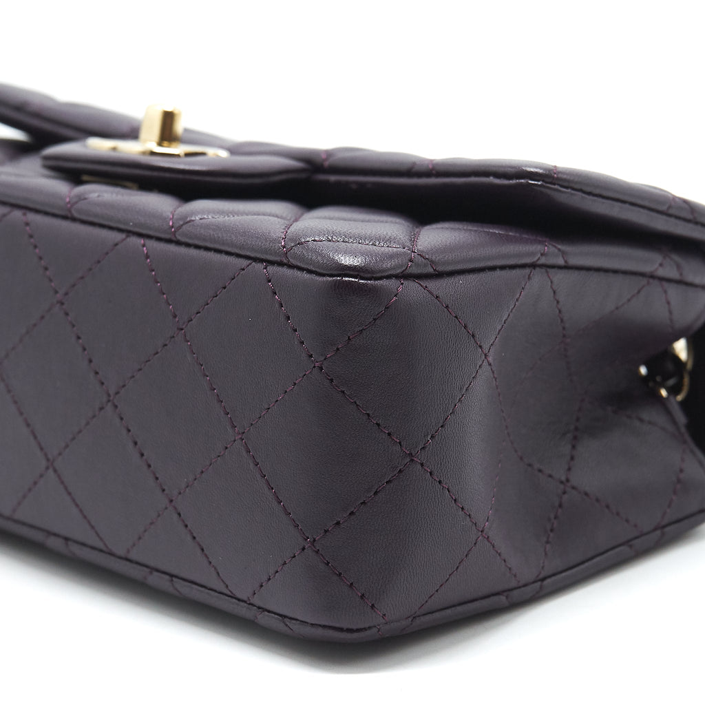Chanel Mini rectangular Flap Bag lambskin 16B Dark Purple L