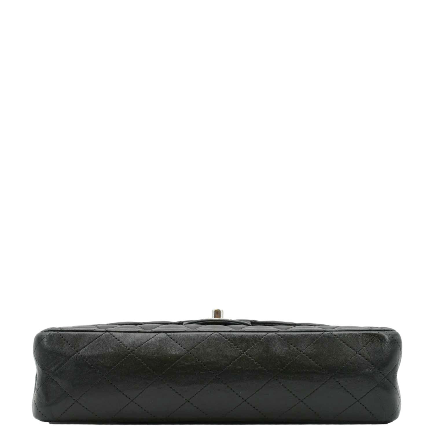 CHANEL Classic Medium Double Flap Quilted Leather Shoulder Bag Black
