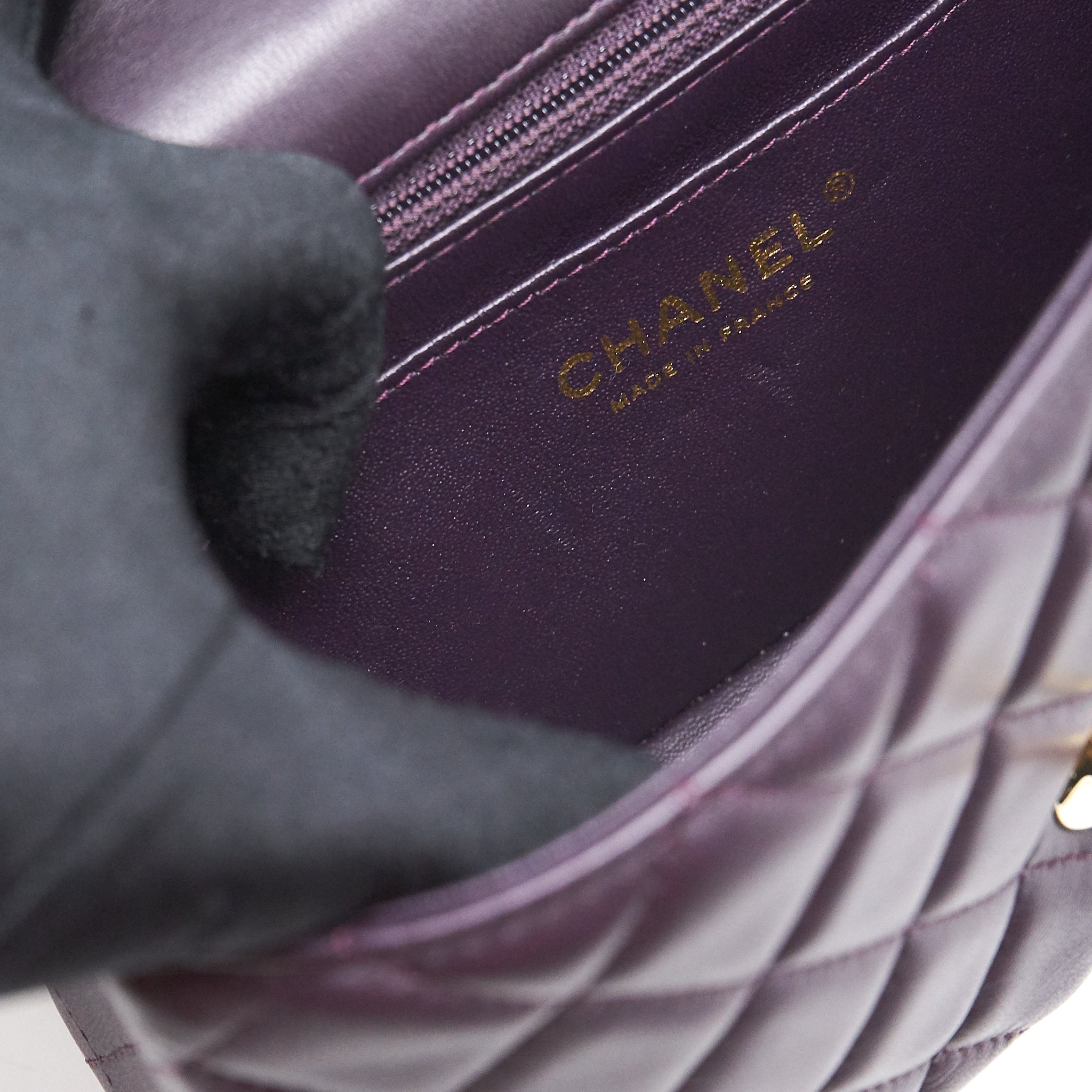 Chanel Mini rectangular Flap Bag lambskin 16B Dark Purple L