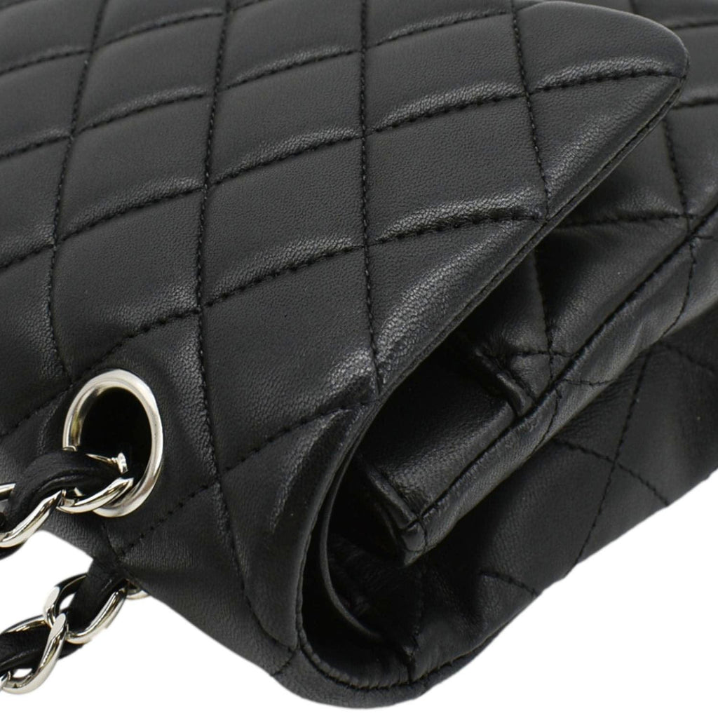 CHANEL Classic Medium Double Flap Quilted Leather Shoulder Bag Black