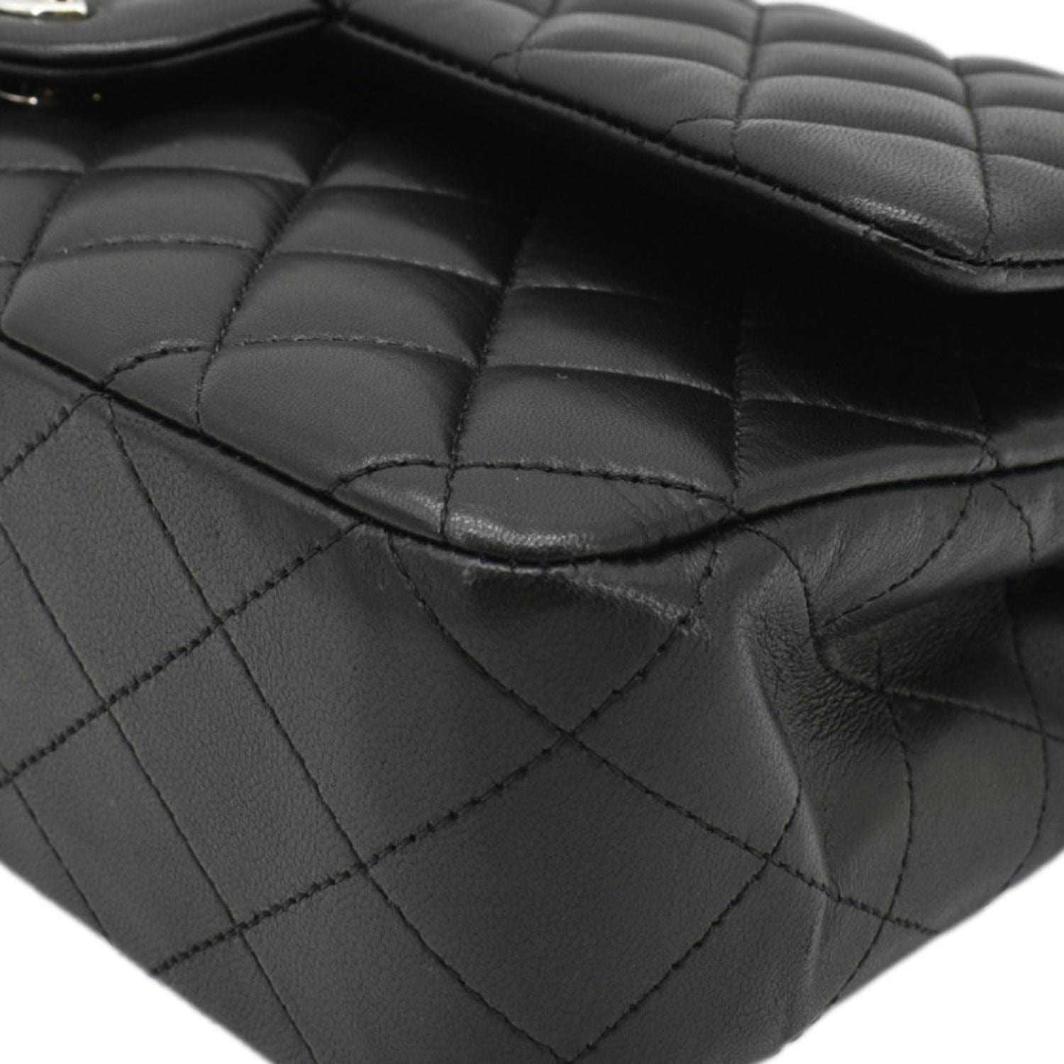 CHANEL Classic Medium Double Flap Quilted Leather Shoulder Bag Black