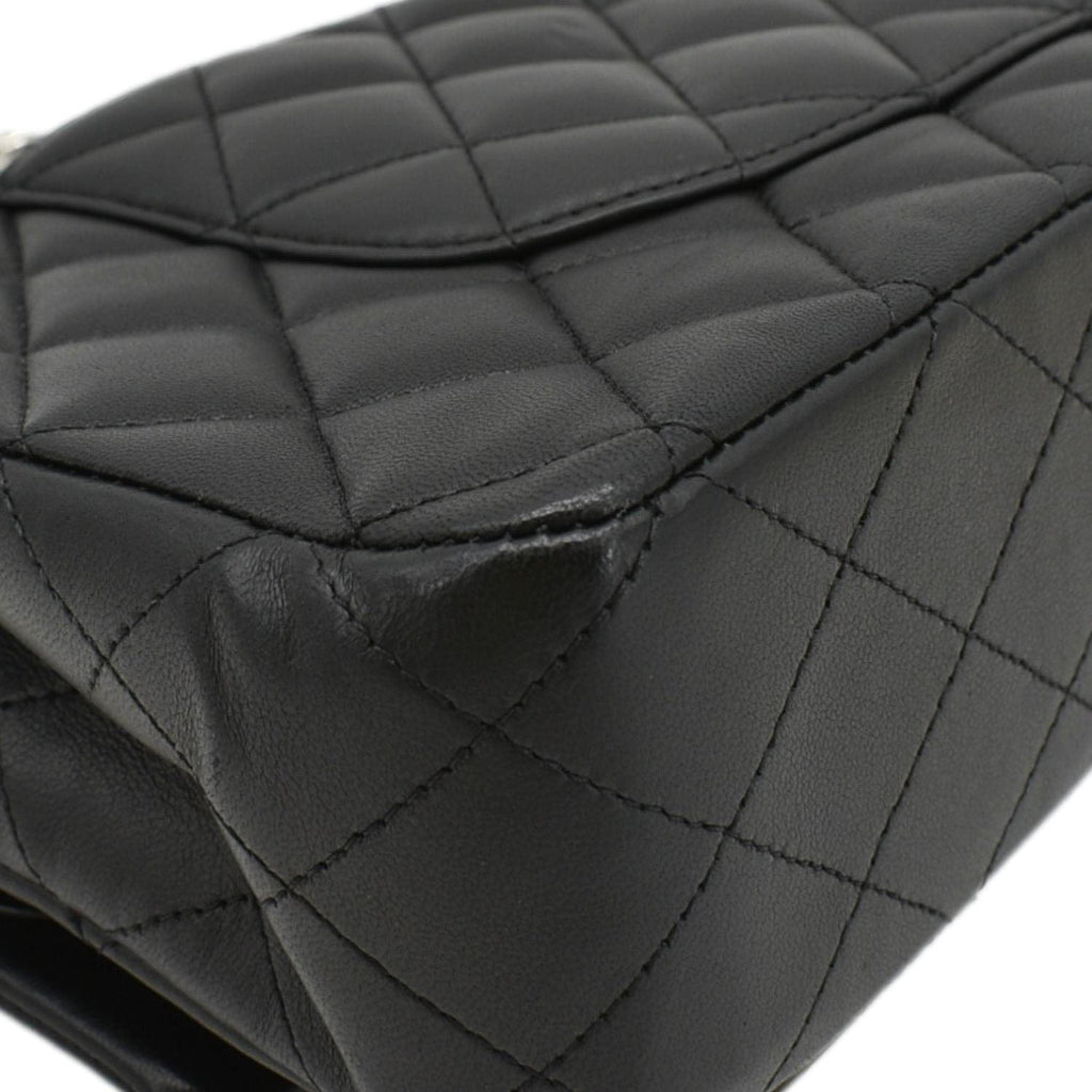 CHANEL Classic Medium Double Flap Quilted Leather Shoulder Bag Black